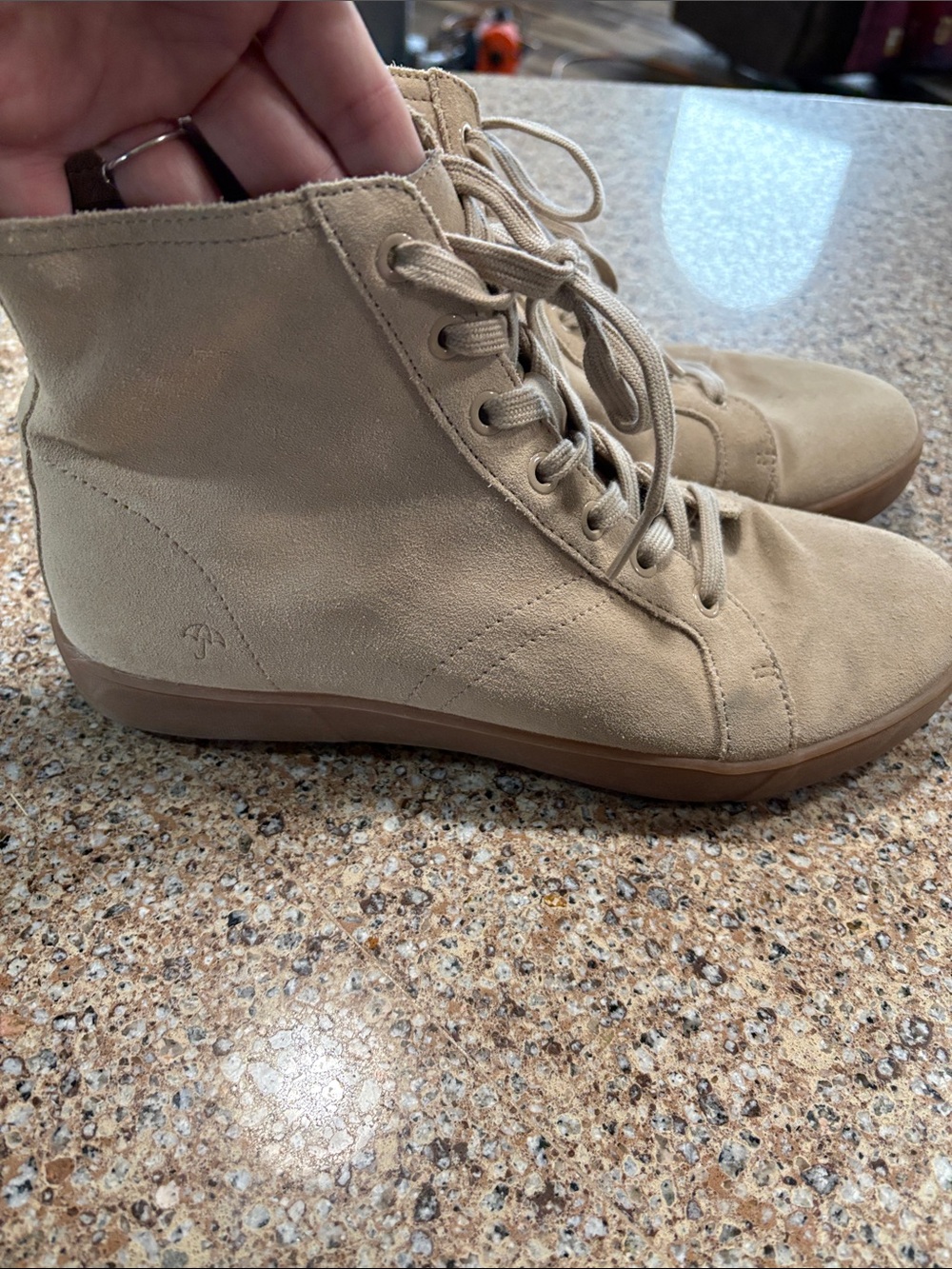 Naturalizer Morrison Hi Suede Lace Up Ankle Boots Taupe Women’s 8.5